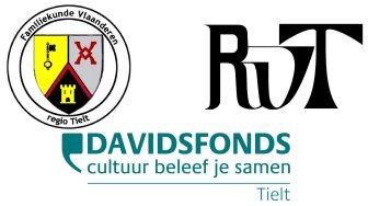 logo's van van Davidsfonds, afdeling Tielt & Heemkundige Kring De Roede Van Tielt & Familiekunde Vlaanderen regio Tielt